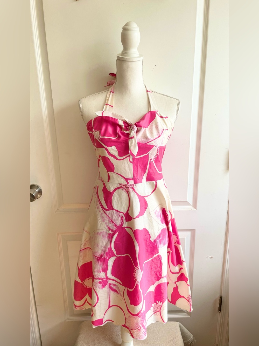 Vintage Trina Turk 1950s Style Halter A Line Dress Small Rockabilly Retro Pinup